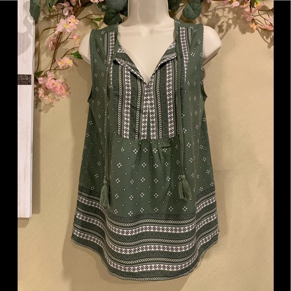 Tops - Green Boho Peasant Top | Size XS